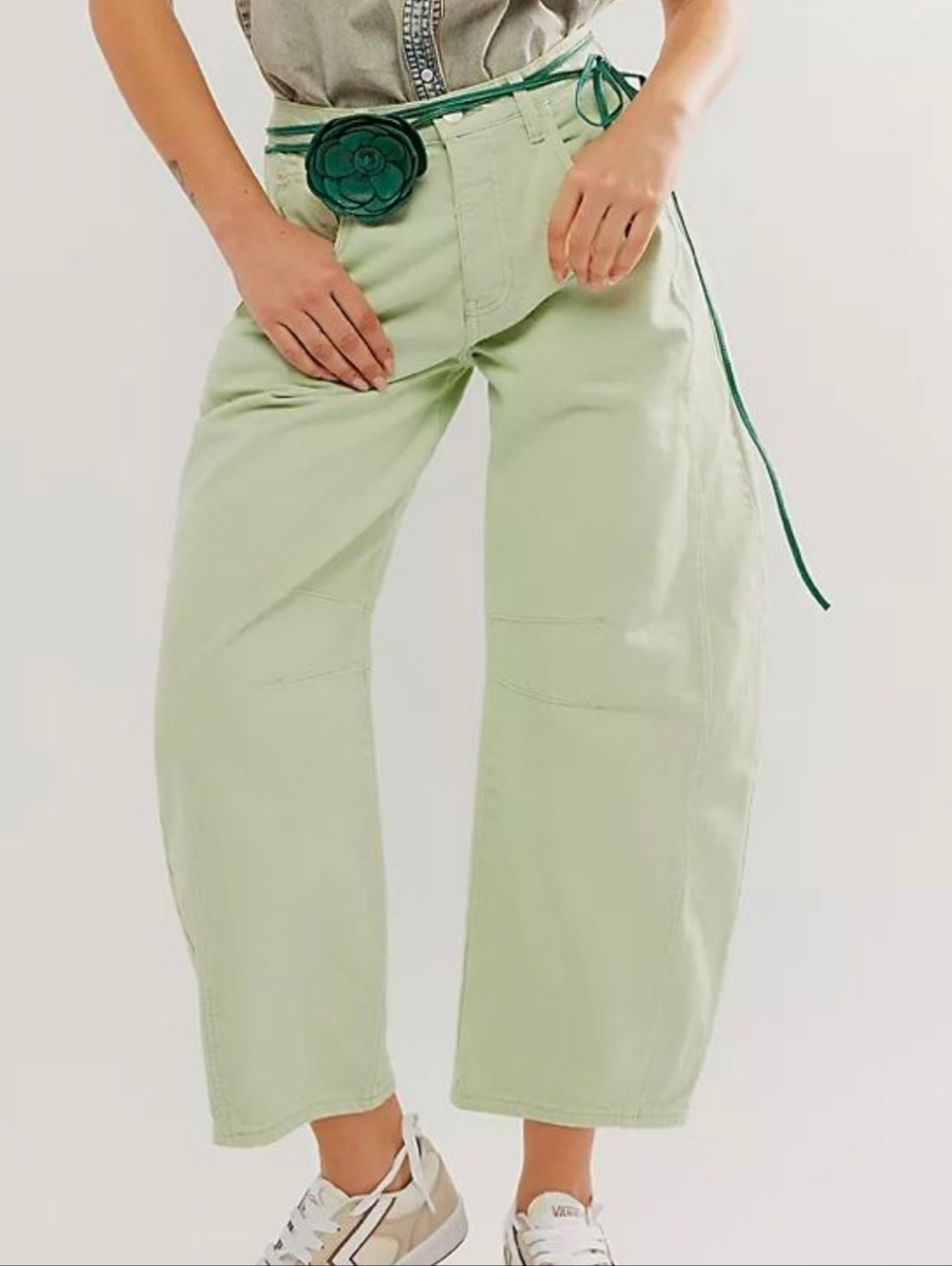 We The Free Sage Mint Green Lucky You  Barrel Pants
